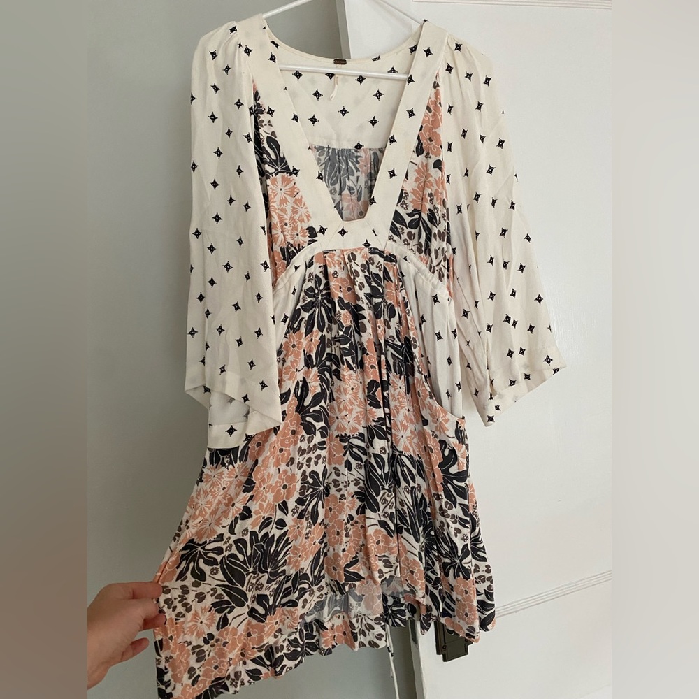 Free People gray and pink floral dress